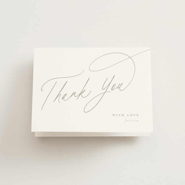 "Minimal" - Bridal Shower Thank You Cards in Coconut by Joanna Griffin - Front