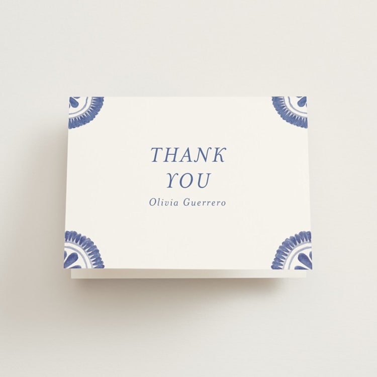 "Talavera" - Bridal Shower Thank You Cards in Azure by Lagniappe Paper - Front