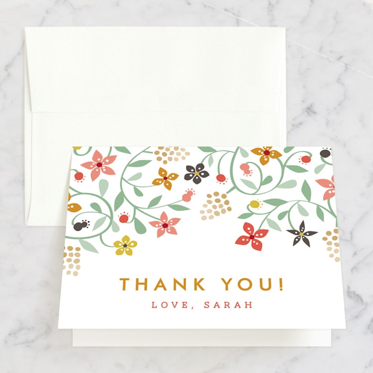 "Botanical Affair" - Bridal Shower Thank You Cards in pink by Yolanda Mariak Chendak - Front