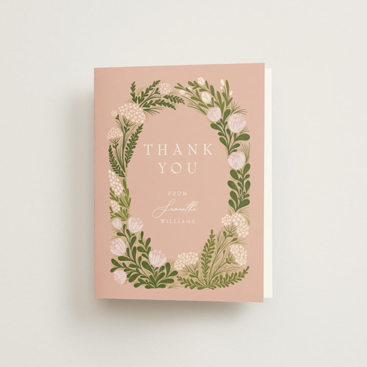 "Floral Harvest" - Bridal Shower Thank You Cards in Rose by Paper Sun Studio - Front