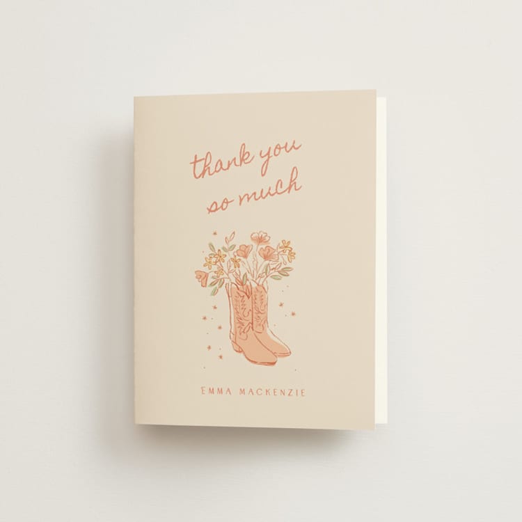 "Cocktails & Cowgirls" - Bridal Shower Thank You Cards in Sand by frau brandt - Front