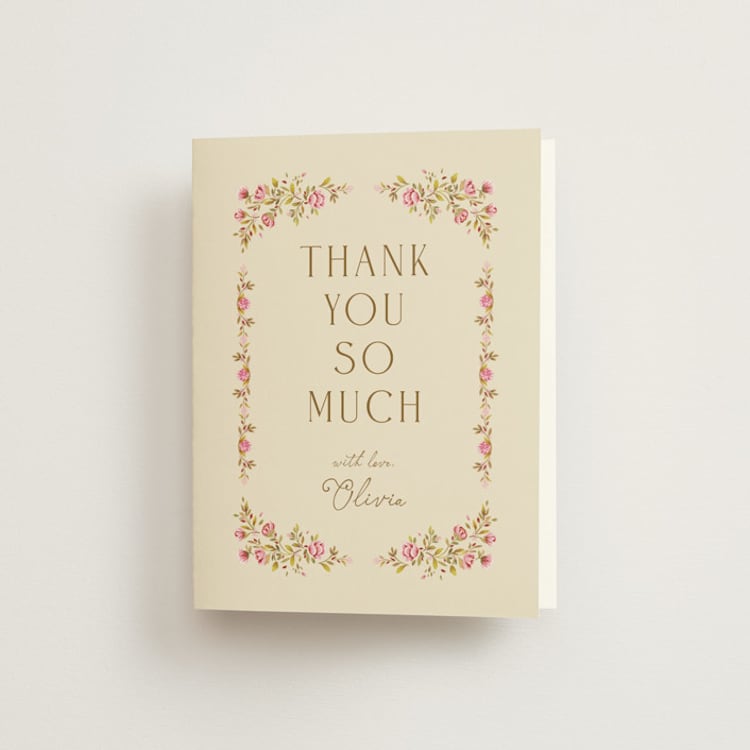"In The Garden" - Bridal Shower Thank You Cards in Cream by Paola Benenati - Front