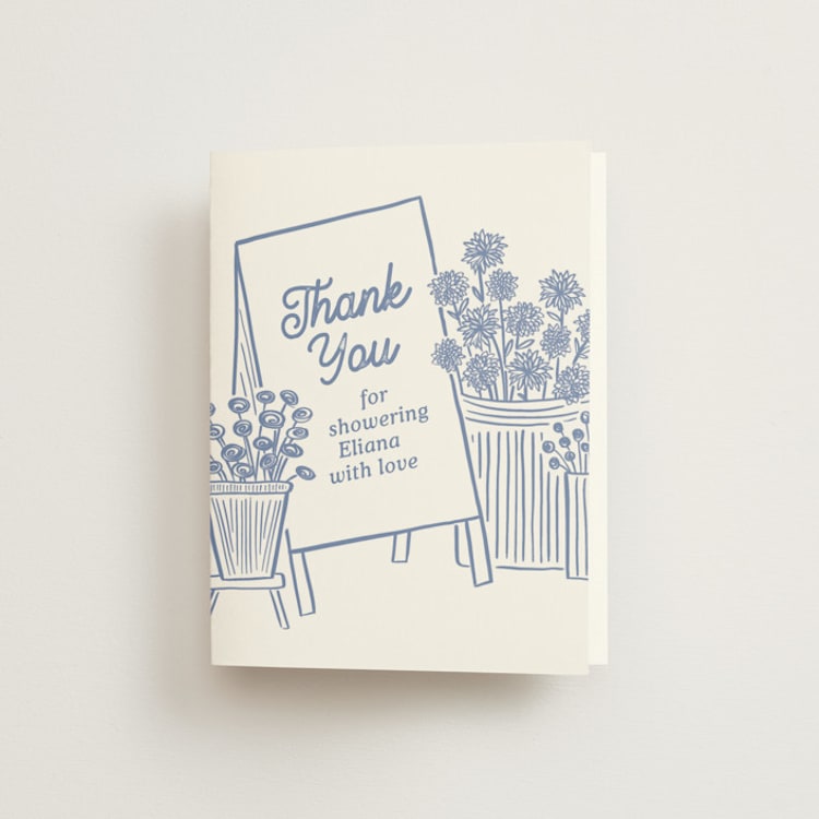 "Fresh Off the Market" - Bridal Shower Thank You Cards in Bluebird by Carolyn Kach - Front