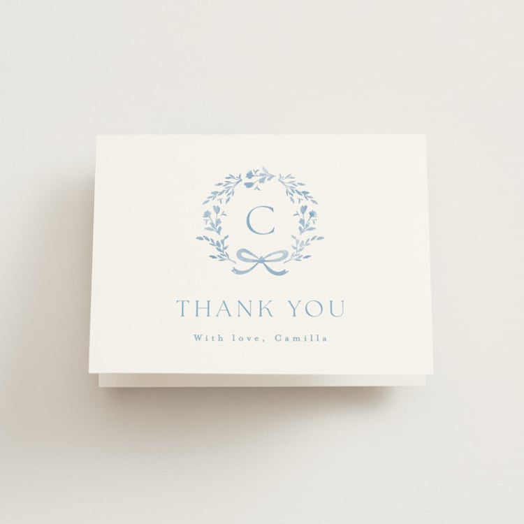 "Emmaline" - Bridal Shower Thank You Cards in Bluebell by Kristie Kern - Front