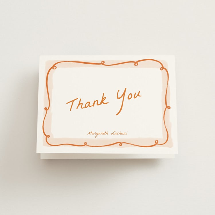 "Giardino" - Bridal Shower Thank You Cards in Flame by Pati Cascino - Front