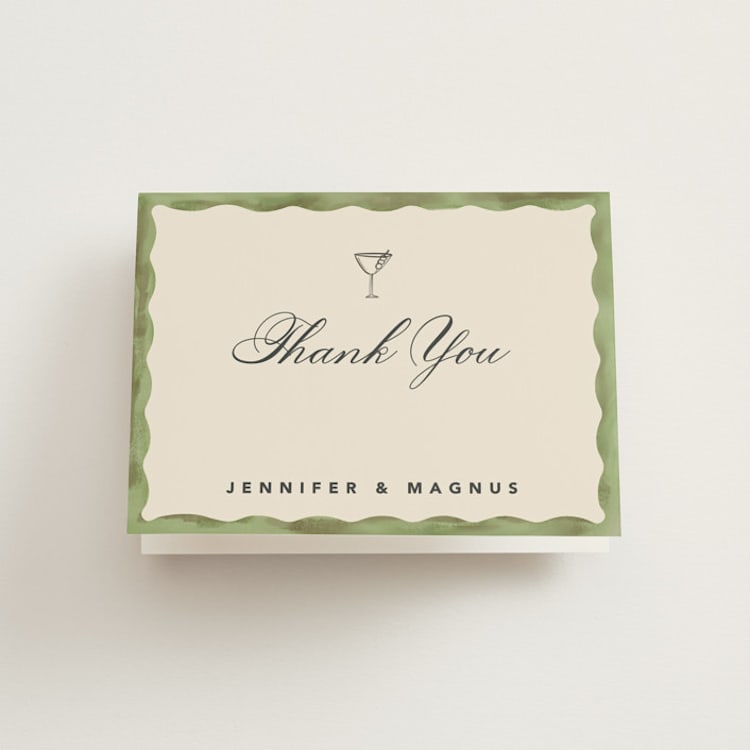 "Formal scallop" - Bridal Shower Thank You Cards in Palm by Creo Study - Front