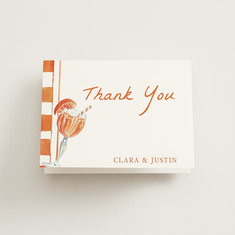 "Cin Cin Spritz" - Bridal Shower Thank You Cards in Tangerine by West Foglia - Front