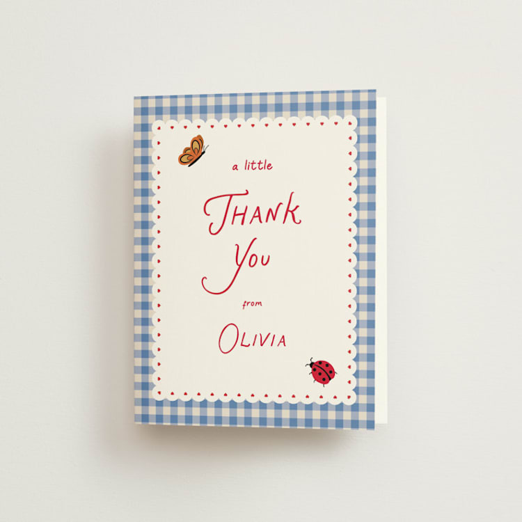 "Love Bug" - Bridal Shower Thank You Cards in Sky by Jennifer Lew - Front