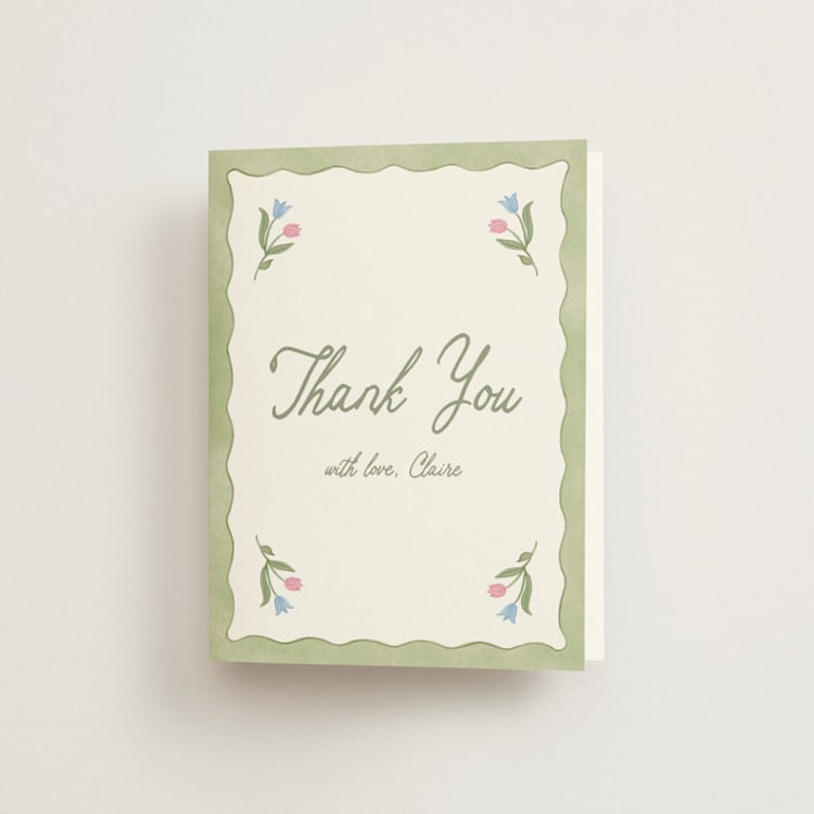 "Folk Garden" - Bridal Shower Thank You Cards in Garden by Creo Study - Front