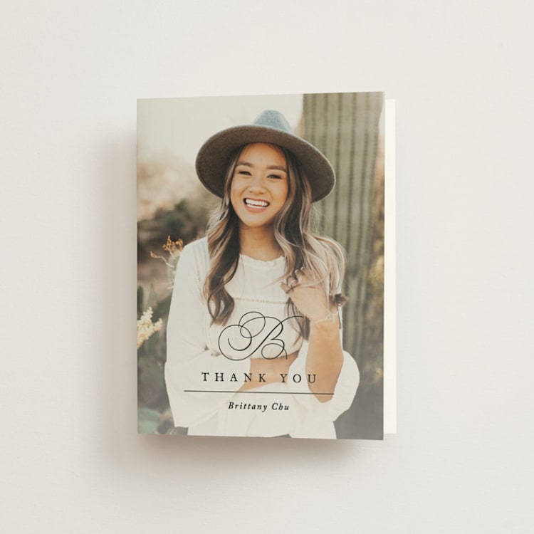 "Initial" - Bridal Shower Thank You Cards in Pearl by Jennifer Postorino - Front