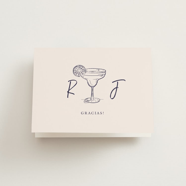 "Tacos & Tequila" - Bridal Shower Thank You Cards in Blush by Janelle Kelly - Front