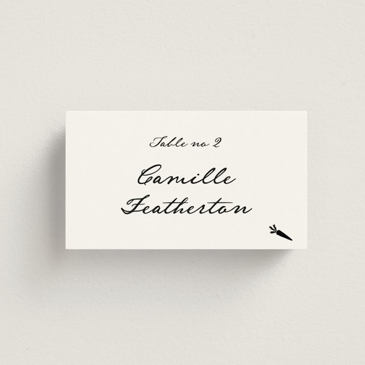 "the classic" - Place Cards - Vegetarian in Onyx by Benita Crandall - Front