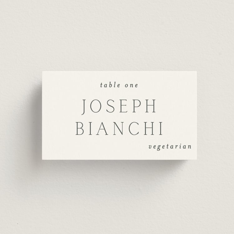 "In Love" - Place Cards - Vegetarian in Cotton by Vanessa Doyle - Front