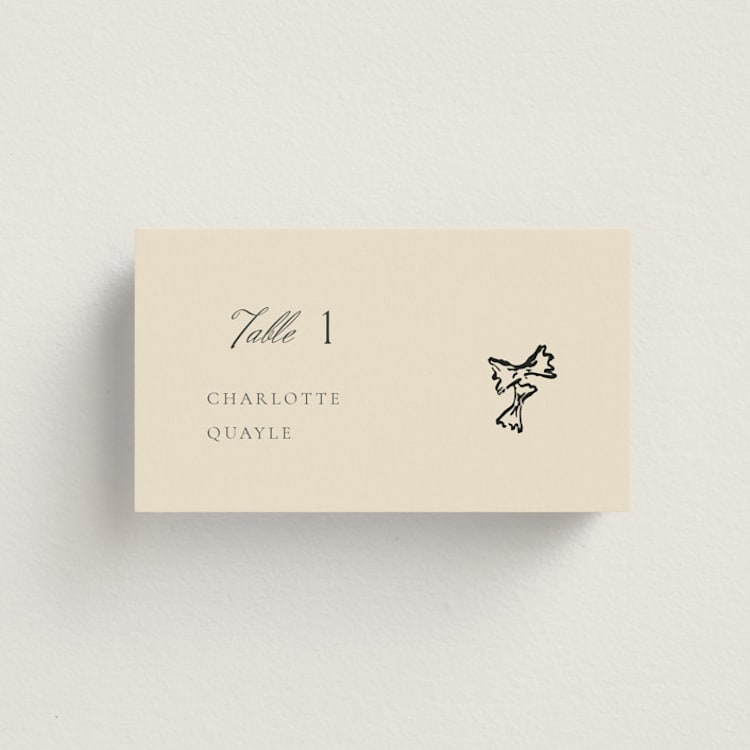 "Whimsical Watercolour" - Place Cards - Vegetarian in Chardonnay by Draft and Wed - Front