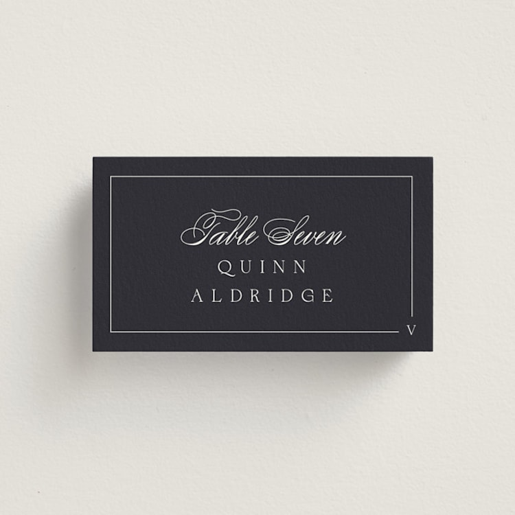 "Flowing" - Place Cards - Vegetarian in Ebony by Emily Sabol Goss - Front