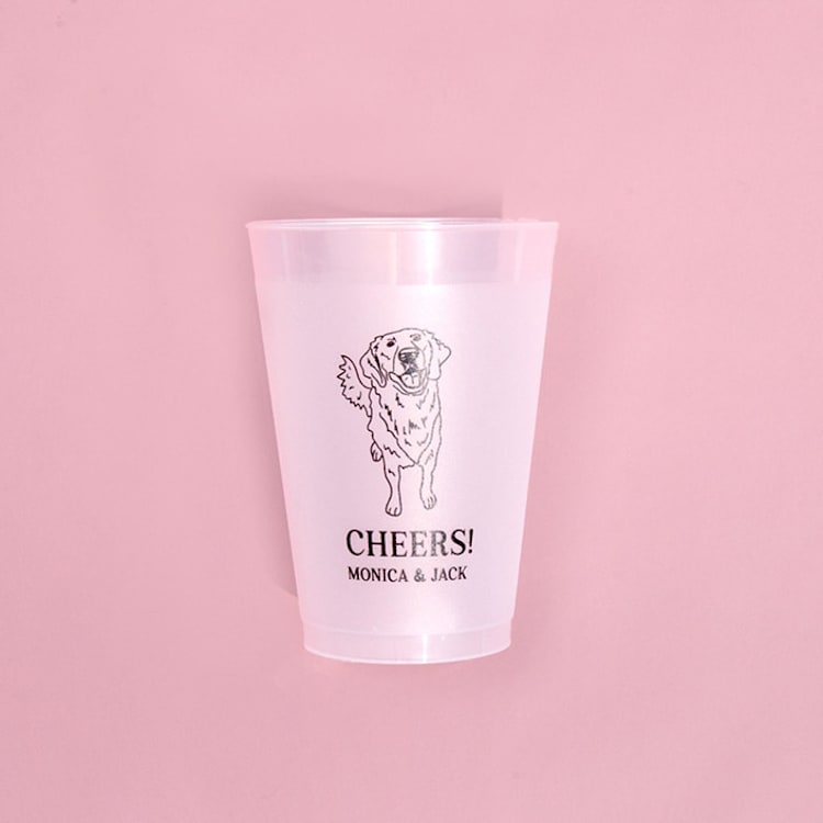 "Golden Retriever Wedding Frosted Plastic Cup, set of 50" - Party Cups in natural by ForYourParty