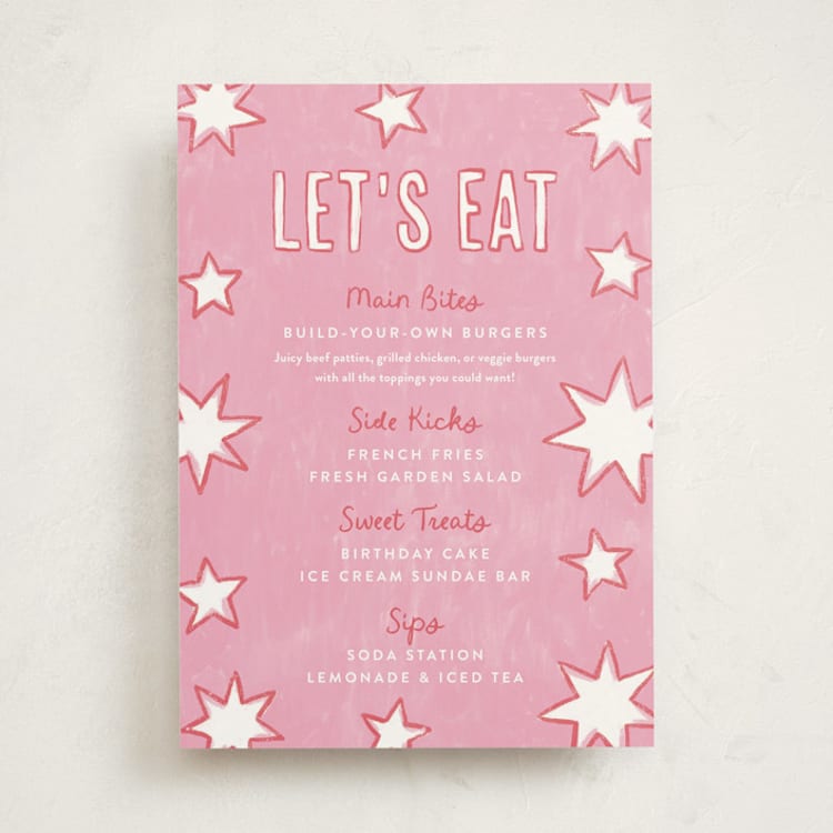 "Starry Celebration" - Party Menus in Cotton Candy by Kercia Jane - Front