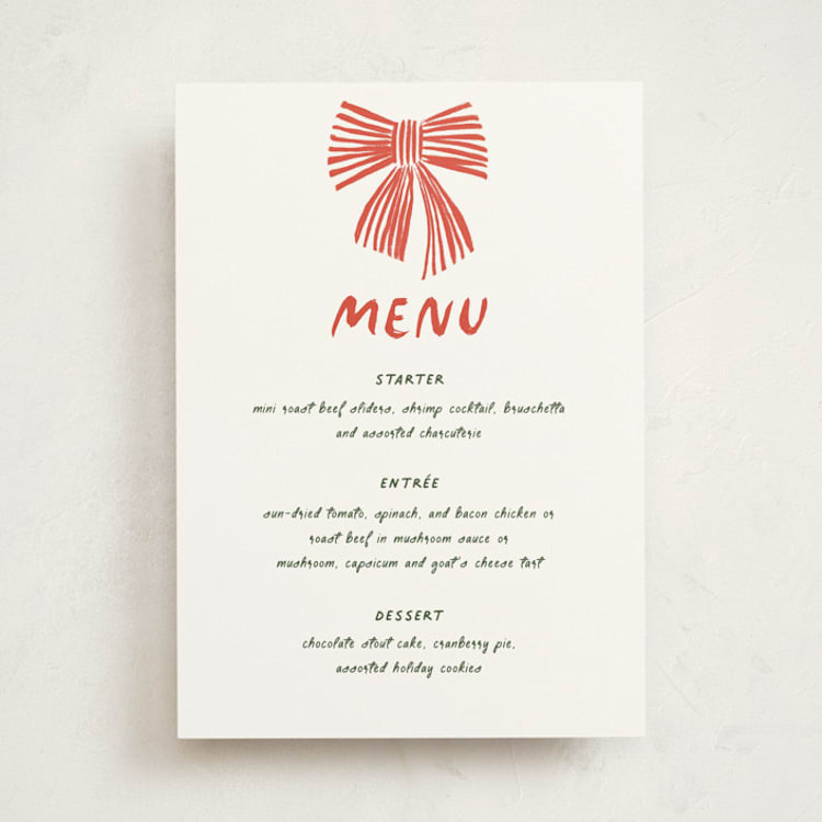 "party bow" - Party Menus in Poinsettia by Angela Marzuki - Front