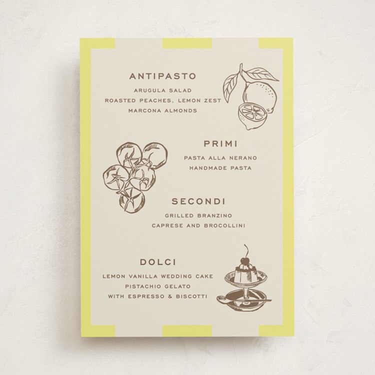 "Campania" - Party Menus in Limone by Megan Davis - Front