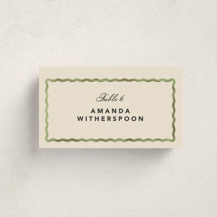 "Formal scallop" - Party Place Cards in Palm by Creo Study - Front with Free Guest Printing