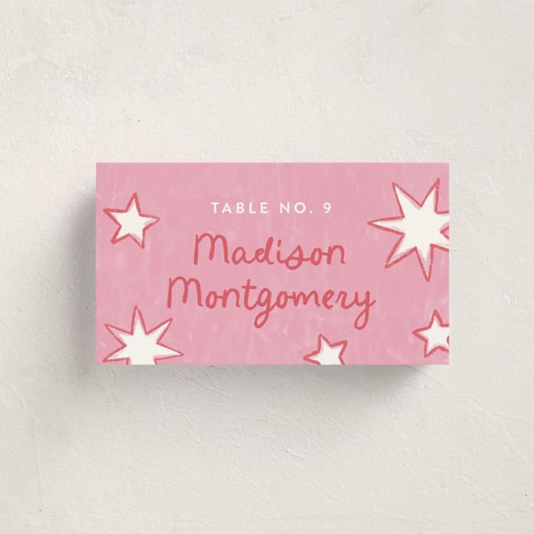 "Starry Celebration" - Party Place Cards in Cotton Candy by Kercia Jane - Front with Free Guest Printing