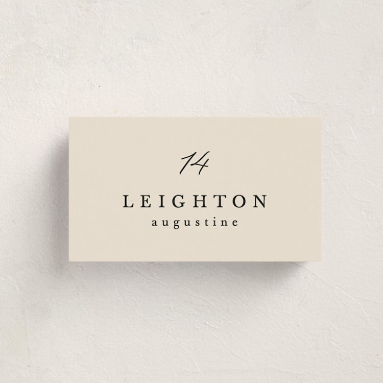 "Scripted Names" - Party Place Cards in Ecru by Hooray Creative - Front with Free Guest Printing