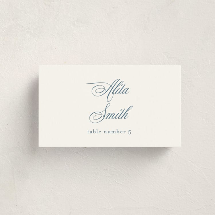 "Empire" - Party Place Cards in Dusty Blue by Jennifer Postorino - Front with Free Guest Printing