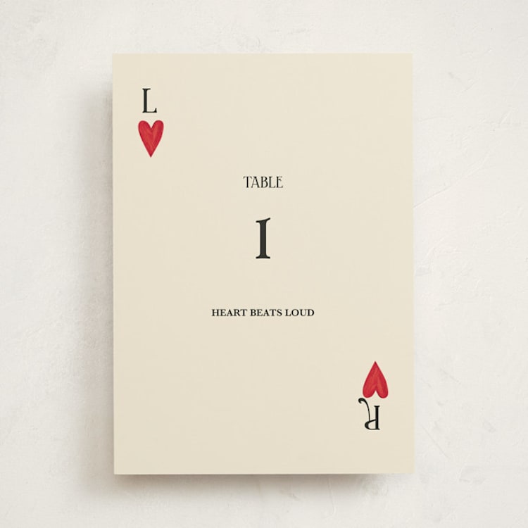 "Red Hearts" - Party Table Numbers in Champagne by Helena Vitto - Front