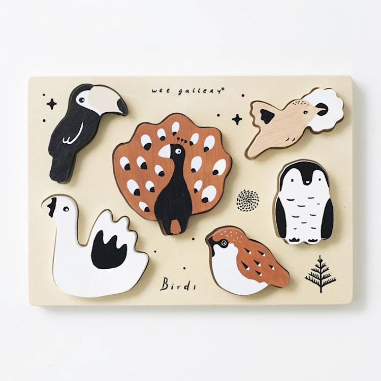 "Wee Gallery Wooden Tray Puzzle - Birds" - Puzzles in natural by Wee Gallery