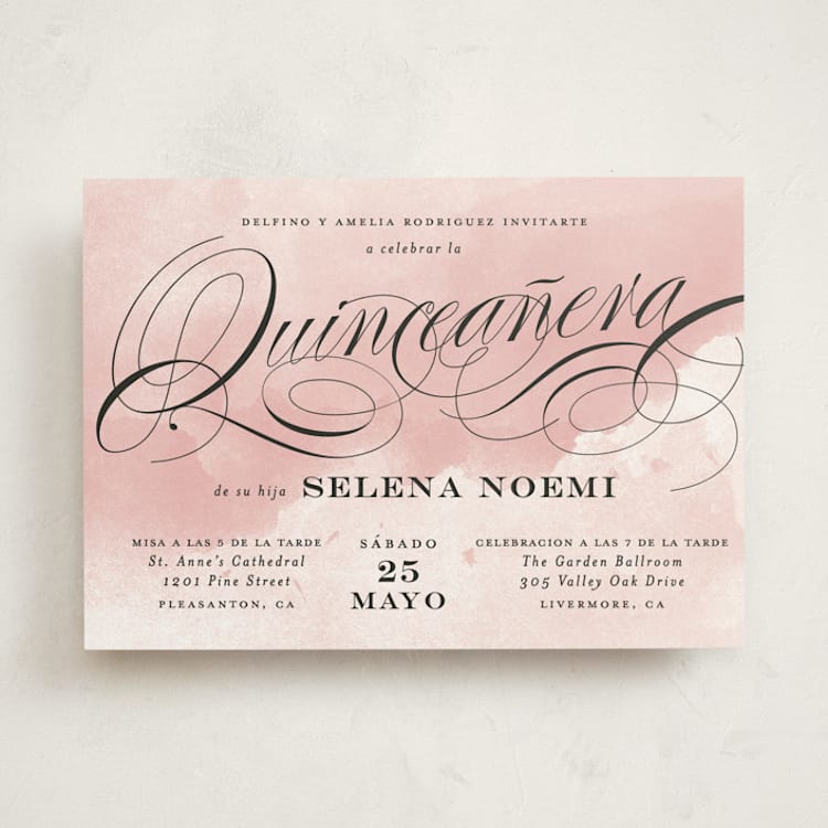 "Dancing Script" - Quinceanera Invitations in Mulberry by Jill Means - Front