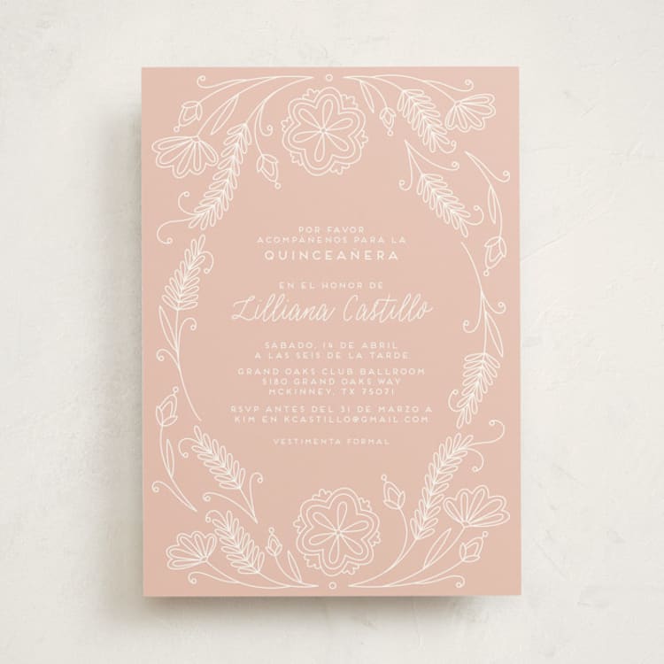 "Vintage Quinceanera" - Quinceanera Invitations in Rose by Kristin Sosa - Front