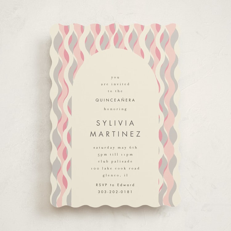 "party streamers" - Quinceanera Invitations in Peony by Baumbirdy - Front
