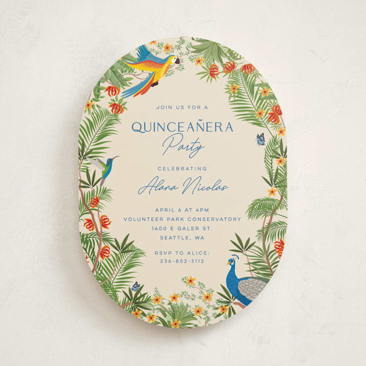 "Tropical Party" - Quinceanera Invitations in Champagne by Sherley Ferreira - Front