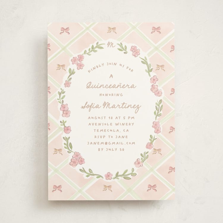 "Quinceanera garden" - Quinceanera Invitations in Blush by Creo Study - Front