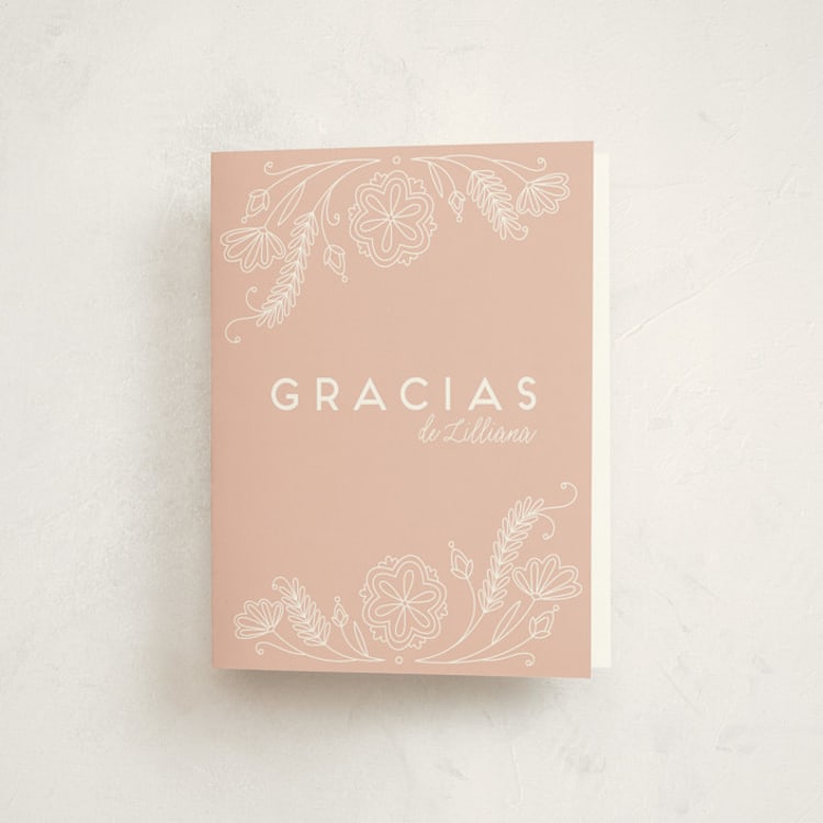 "Vintage Quinceanera" - Quinceañera Thank You Cards in Rose by Kristin Sosa - Front