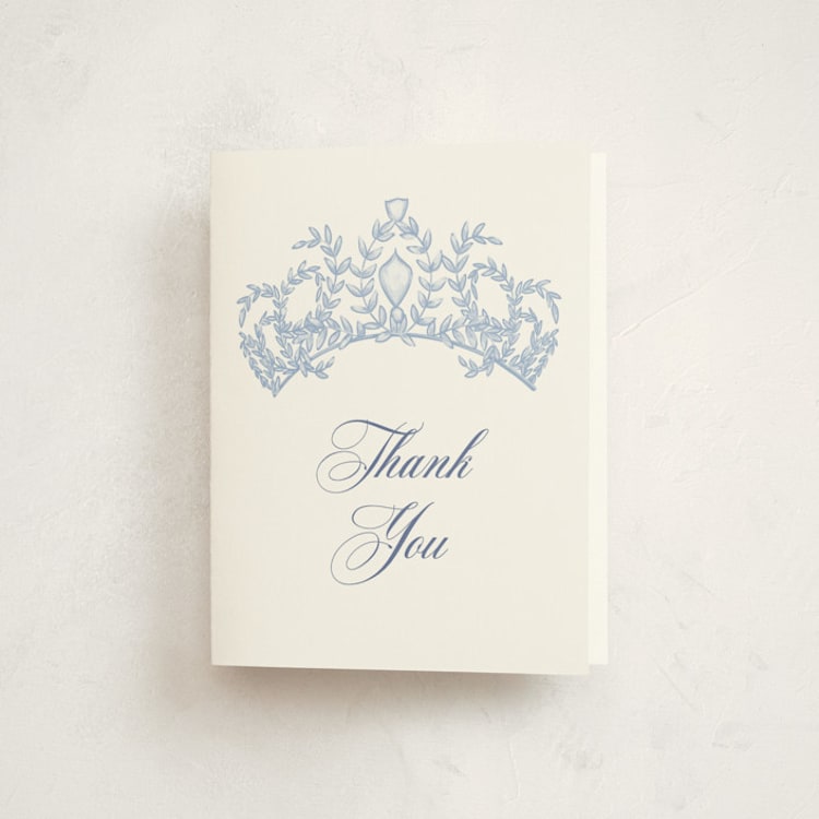 "Crowned" - Quinceañera Thank You Cards in Sky by Lissabeth Anglin - Front