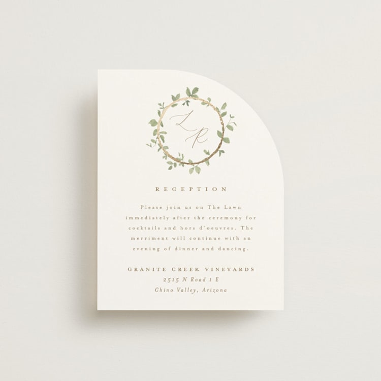 "Canopy" - Reception Cards in Ivy by Everett Paper Goods - Front