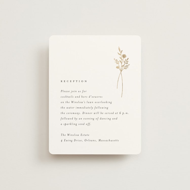 "Wildflower" - Reception Cards in Cotton by Jennifer Postorino - Front