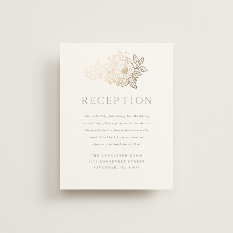 "Wild Roses" - Reception Cards in Powder Blue by Kristen Smith - Front