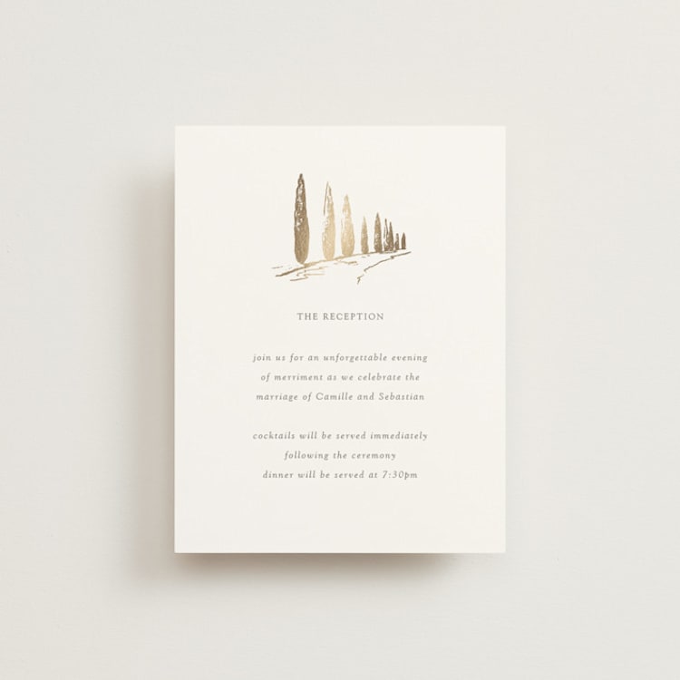 "Villa Balbiano" - Reception Cards in Graphite by Melinda Denison - Front