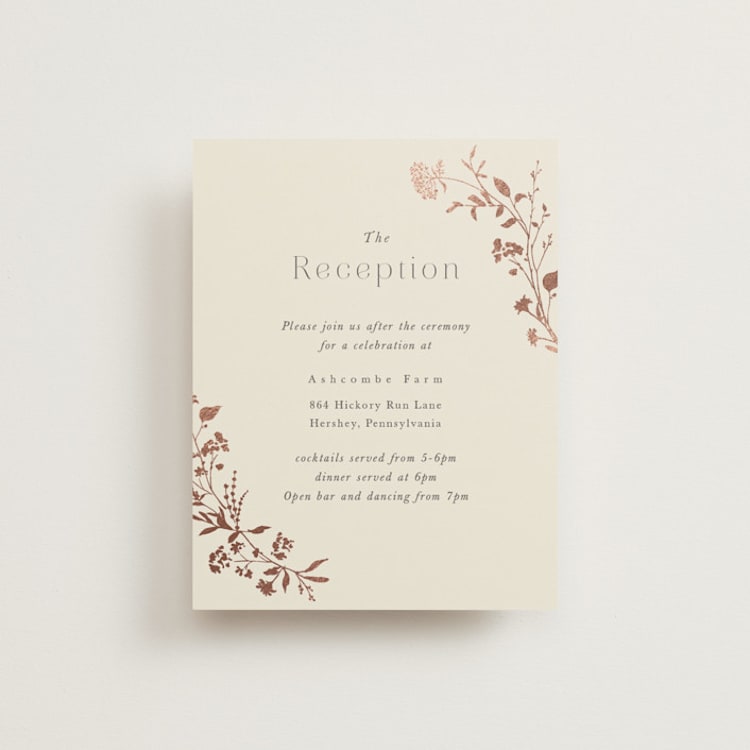"Queen Anne's Lace" - Reception Cards in Creme Brulee by Jennifer Wick - Front