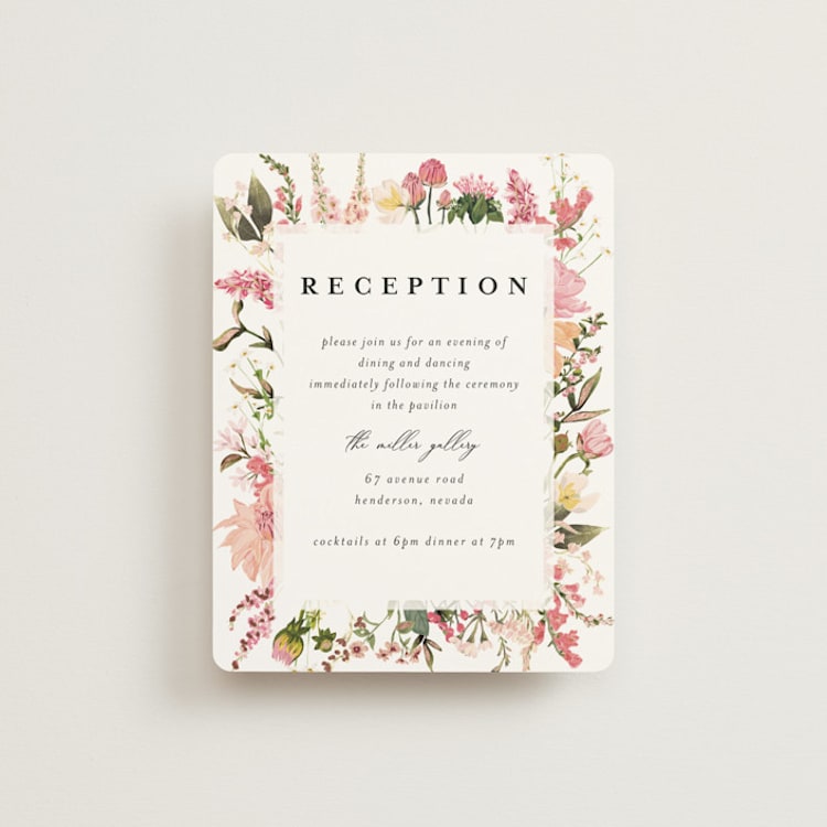 "Lush" - Reception Cards in Blush by Susan Moyal - Front