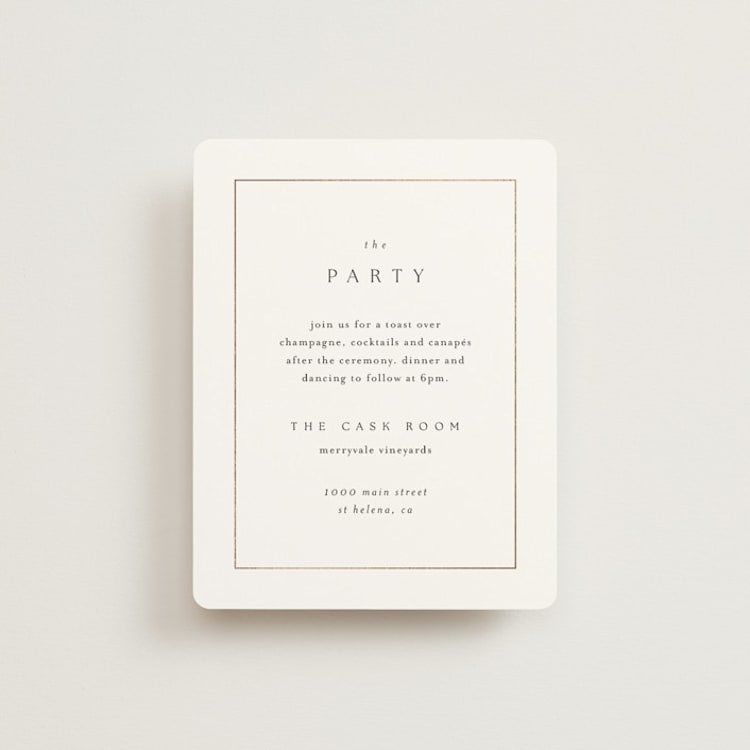 "Framed Monogram" - Reception Cards in Silk by Kelly Schmidt - Front