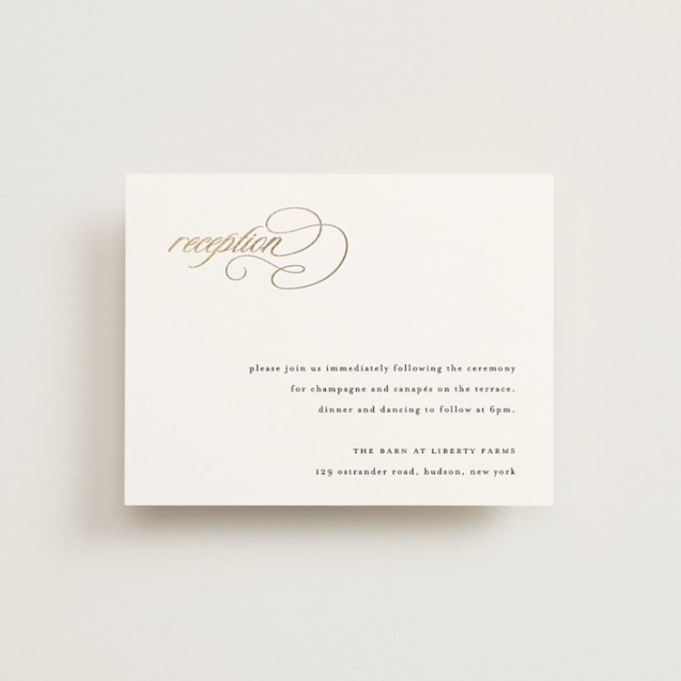 "Left Align" - Reception Cards in Silk by Kelly Schmidt - Front