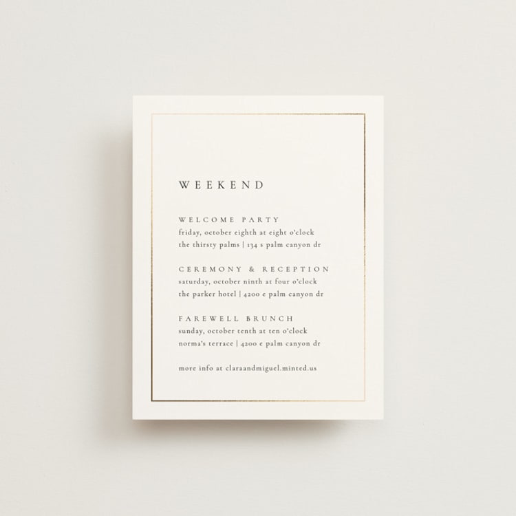 "Golden Ampersand" - Reception Cards in Silk by Kelly Schmidt - Front
