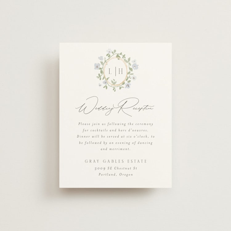 "Portico" - Reception Cards in Blue Bell by Everett Paper Goods - Front
