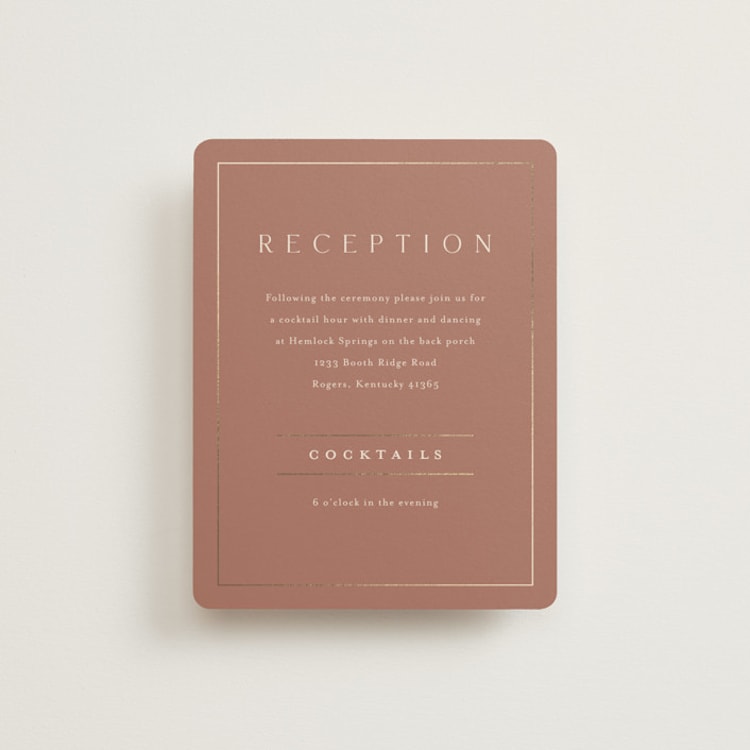 "Warm affection" - Reception Cards in Dusty Rose by Stacey Meacham - Front