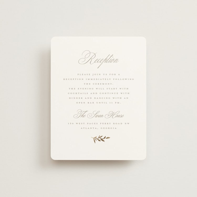 "Romantic Wreath" - Reception Cards in Chantilly by Wildfield Paper Co - Front