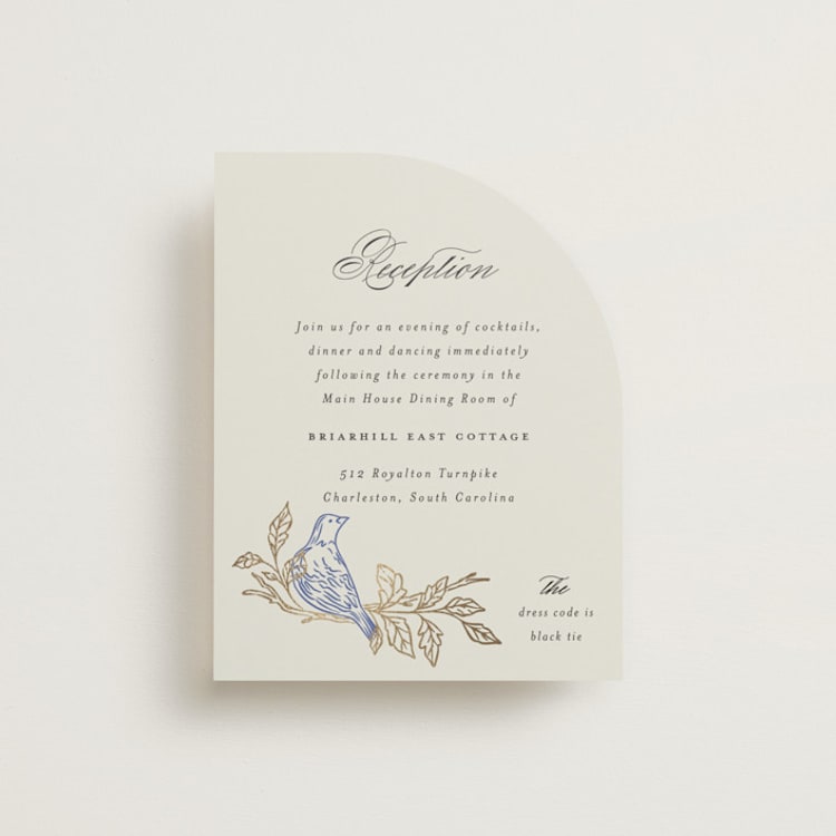 "meet me in the garden" - Reception Cards in Cornflower by Grae - Front