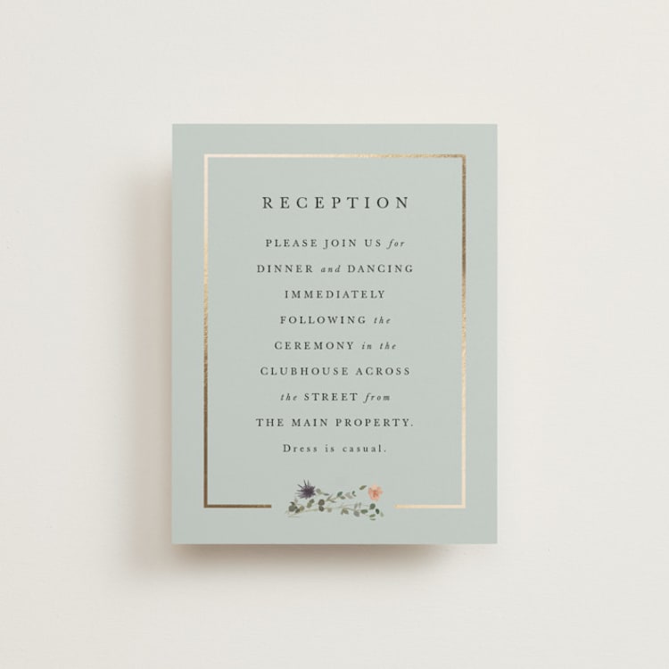 "Blue Garden" - Reception Cards in Mist by Hannah Williams - Front